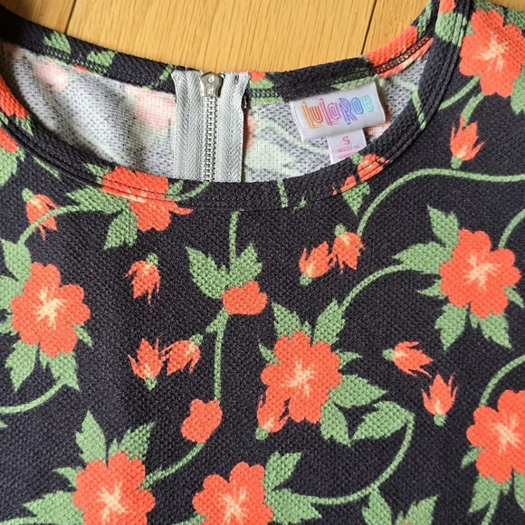 LulaRoe | Floral | Black & Orange | Amelia Dress Small - Picture 6 of 11
